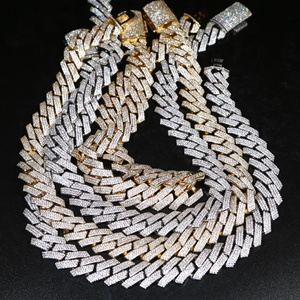 Chaîne de 19 mm de large, chaîne cubaine à maillons épais, chaîne hip-hop, chaîne sertie de diamants, chaîne de collier - Product Image 3