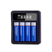 Chargeur LCD Doublepow à 4 emplacements, prix d'usine, chargeur de batterie Li-Ion 1,5 V pour AA/AAA avec port de charge USB Type-C