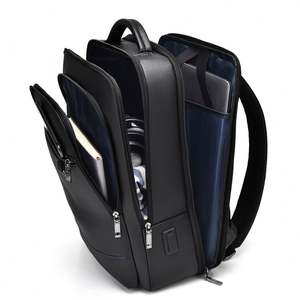 OEM Wholesale PU Business Laptop <b>Backpack</b> with USB Charging Port Multi Pocket 15.6 Inch Faux Leather Travel School <b>Backpack</b> - Product Image 4