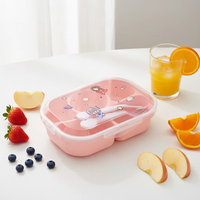 Boîte à lunch bento en plastique 2024, très vendue, anti-fuite, rectangulaire, pour collations, sans BPA, utilisable au micro-ondes, pour l'école - pour enfants
