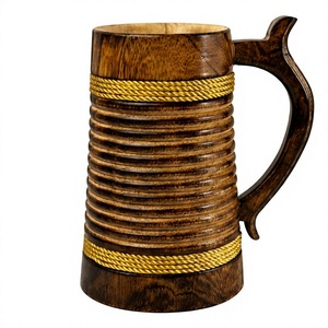 Jarra Vikinga Hecha a Mano de Madera Natural con Cuerdas, Decoración Rústica para el Hogar, Duradera, Coleccionable, Ecológica y Personalizable - Product Image 1
