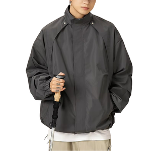 New Arrival Men's Casual Double-Breasted Jacket Front Custom Unisex Spring Waterproof Breathable Solid Polyester Windbreaker - Product Image 1