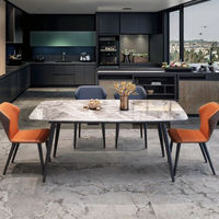 Chaise de salle à manger minimaliste moderne de luxe à finition brillante, table rectangulaire moderne pour la maison, cuisine, salle à manger