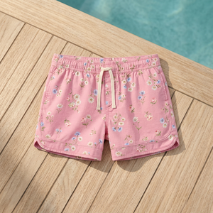 Shorts de Playa para Hombre, Color Rosa Floral, Poliéster/Algodón, Secado Rápido, Transpirables, con Cordón Ajustable y Cintura Elástica, para Vacaciones en la Playa - Product Image 1