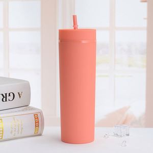 24oz Luxury Eco-friendly <b>Reusable</b> Black Matte Custom PP Tumbler <b>Cup</b> <b>with</b> <b>Lid</b> Straw Boba Drink Anti-corrosion Plastic Drinkware - Product Image 1