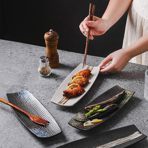 Japanische Küche Sushi-Teller Rechteckiges Keramik-Dessert-Serviertablett Restaurant-Grillplatte Kreative Porzellan-Essteller - Product Image 1