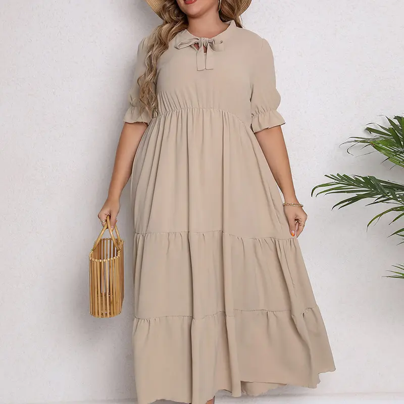 Custom Womens Fashion Oversize 5XL Casual Long Maxi Dress, Solid Color Loose Womens Clothing Dress/