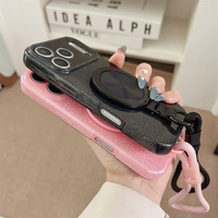 Coque de téléphone en TPU gelée scintillante effet étoilé pour iPhone 18 17 Pro Max 16 15 14 13 avec support rotatif à 360° et dragonne de protection