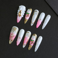 Nouveaux ongles press-on 3D faits à la main en opale avec diamants, style Y2K, ongles artificiels de haute qualité en acrylique, extra longs.