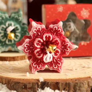 Christmas Snowflake Scented <b>Candle</b> in Creative Handmade <b>Gift</b> Box Festive Wax Decoration for Diwali - Product Image 4
