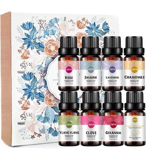 Juego de aceites esenciales de flores puras 100% para aromaterapia (jazmín, rosa, manzanilla, lavanda, ylang-ylang, Fresia, clavo, geranio) - Product Image 1