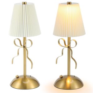 Lampe de table créative à abat-jour plissé de luxe, rechargeable, en forme d'<span class=keywords><strong>arc</strong></span>, en tissu, 3 couleurs, à intensité variable, pour une ambiance de Noël - Product Image 1