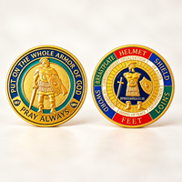 Médaille de protection Divine Faith Guard 2026 avec deux motifs de versets de prière, en fer plaqué or, boîtier en acrylique