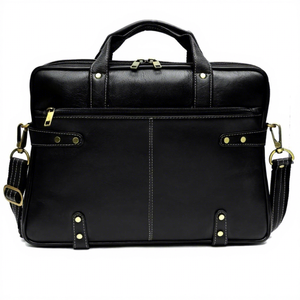 Bolso Mensajero Clásico para Portátil de Cuero Genuino B S International - Impermeable, Gran Capacidad, Correa de Hombro Portátil, Modelo BTR0024 - Product Image 2