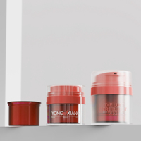 Botol pompa pengap 50ml vakum plastik PP ABS hewan peliharaan mewah untuk Serum Krim Wajah Toner Perawatan Kulit kemasan kosmetik Logo kustom