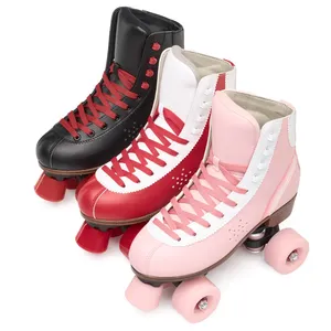 Patins à roulettes <span class=keywords><strong>quad</strong></span> pour adultes RS Professional de haute qualité en microfibre, patins à roulettes à quatre roues pour femmes, motif arc-en-ciel - Product Image 1
