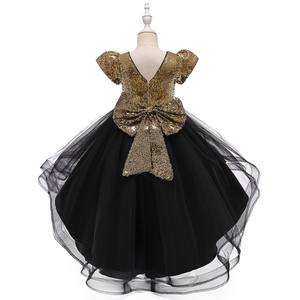Noble Kid Ball Robe De Soirée À Manches Courtes Puffy Girl Party Dress Bright Big Bow Enfants Robe De Mariée Longue - Product Image 6
