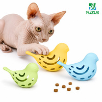 Jouet distributeur de friandises pour chat en silicone en forme d'oiseau, approuvé par la FDA, pour la libération des croquettes