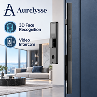 Serrure de porte intelligente Aurelysse HXF avec reconnaissance faciale 3D, lecture de la veine palmaire, empreinte digitale et caméra, entrée sans clé en alliage d'aluminium pour villas