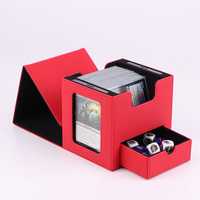 Boîte de rangement double pour jeux de société en cuir PU, avec plateau de présentation Commander et plateau à dés, design personnalisé