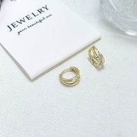 Anting-anting Huggie Hoop Kecil Berbahan Tembaga, 1 Buah, Desain Multi Craft Zircon Enamel Spliced, untuk Wanita, Pesta, Kostum