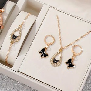 Butterfly Jewelry <b>Set</b> Necklace Earrings <b>Bracelet</b> Gold Plated Alloy Women's Party Trendy Fashion Jewelry - Product Image 1