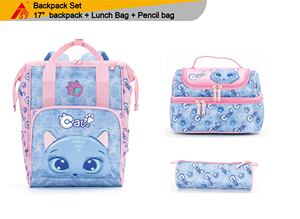 Sacs à dos d'étudiant personnalisés avec dessin animé de chat, 3 pièces, sacs à dos d'école pour filles, ensemble de sacs à dos pour enfants avec sac à déjeuner, trousse à crayons - Product Image 4
