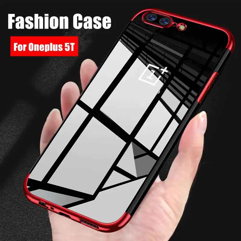 For OnePlus 5T Case Luxury Soft TPU Plating Phone Case For One Plus 5T A5010 Clear ultra thin Protect Cover For OnePlus 5 6 6T 7