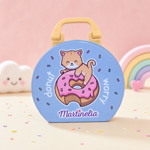 <b>Tin</b> Box With Plastic Handle & Lock Custom Cartoon Printed Metal <b>Tin</b> Case for Donut Candy Cookie Snack Gift Packaging - Product Image 1