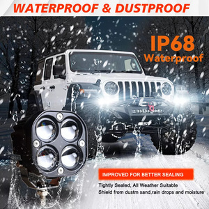 Phares de moto LED 5D mini 40W de 3 pouces avec 4 lentilles, étanches IP68, projecteurs de remplacement blanc/jaune carrés, vente en gros - Product Image 5