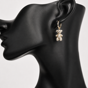 Parure de bijoux élégante en laiton plaqué or 18 carats avec zircon, motif ours, pour mariage - Product Image 2