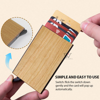 Casing kartu kayu kenari tempat kartu Rosewood bisnis kotak kartu cendana dompet penyimpanan kayu Maple ceri tempat kartu kayu bambu