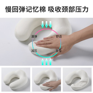 U-Shaped Neck Pillow <b>Memory</b> <b>Foam</b> Travel Airplane Pillow Dark Gray Office Nap Support - Product Image 5