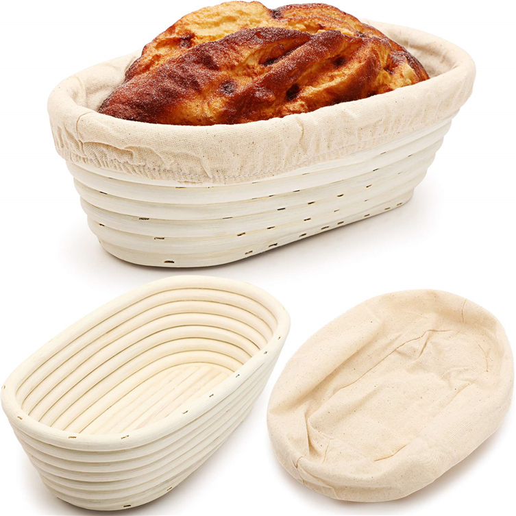 Sourdough Bread Proofing Basket Set (Set of 2) – 10" Round & 9.6" Oval Cane Bannetons - View 3