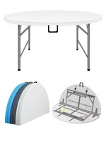 Table pliante moderne en acier inoxydable pour l'extérieur, disponible en 4 pieds, 6 pieds, 8 pieds et 10 pieds, avec plateau en plastique