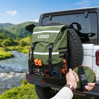 Sac de transport pour pneu de secours avec grande capacité, idéal pour le camping et le transport d'outils, doté d'un système de fermeture à enroulement.