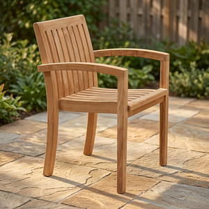Chaise de jardin en teck avec accoudoirs, mobilier d'extérieur moderne, structure en bois durable, pieds coniques, cour, patio, haute qualité - Product Image 3