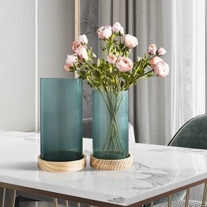 Vase en verre à rayures verticales colorées pour centre de table hydroponique, décorations de mariage - Product Image 2