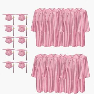 Ensemble de toque et robe de graduation rose brillante avec pompon et breloque Année 2026 pour la cérémonie de remise des diplômes du collège, du lycée et de l'université - Product Image 5