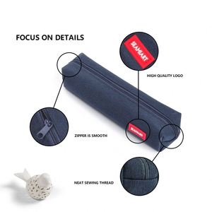 Étui à crayons portable de haute qualité, lavable, en toile noire et grise, mini pochette pour stylos, sac à crayons pour étudiants, fournitures scolaires - Product Image 2