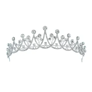 Neueste Perlen Kristall Königin Diademe und Kronen Hochzeit Kopf Stück Braut Haar Schmuck Frauen Krone Diadem