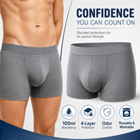 Caleçons Boxers Anti-Odeur en Modal 4 Couches Anti-Fuite 100ML Sans Étiquette Élastiques Lavables OEM ODM Sous-vêtements de Contrôle Urinaire