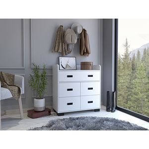 Commode à 5 tiroirs Edgemont en blanc - Solution de rangement élégante - Product Image 1