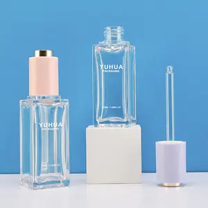 Benutzer definierte Luxus 50ml transparente ätherische Öl Kunststoff Tropf flasche Gesicht Hautpflege Verpackung kosmetische Haar Serum Flasche