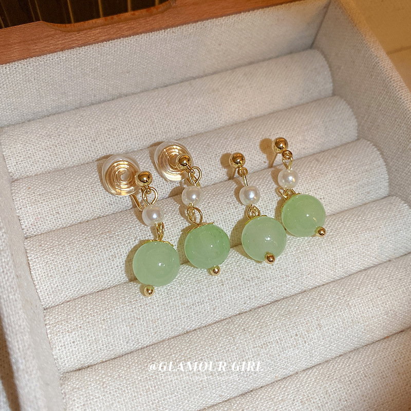 Boucles D’oreilles En Argent 925 Avec Jade Naturel – Style Boucle – Neuf Sans Emballage