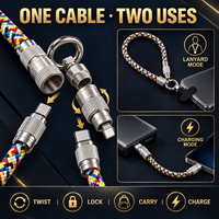 Nouveau câble de données magnétique tressé en nylon 2-en-1 5A/3A à charge rapide Type-C anti-perte avec cordon tour de cou de 1,2 m pour smartphone