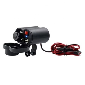 Chargeur <span class=keywords><strong>USB</strong></span> étanche 12V à deux ports pour motos avec <span class=keywords><strong>prise</strong></span> allume-cigare - Product Image 1