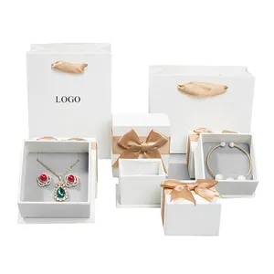 OMT Custom logo Rigid Jewellery Box Packing Ring Bracelet Necklace Earring Paper Cardboard Jewelry packaging box with bowknot