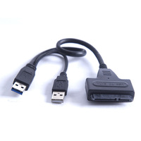 Convertidor de adaptador de Cable USB a 7 + 15 22Pin SATA 3,0 para unidad de disco duro de 2,5 3,5 pulgadas HDD SSD con Cable de alimentación USB2.0