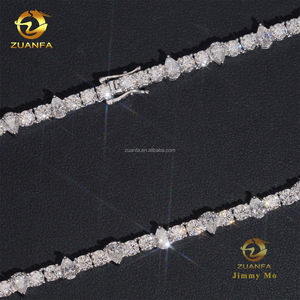 Nieuw ontwerp unieke elegante stijl klauwsetting 4mm omgekeerde 925 massief zilver rhodium plated VVS <span class=keywords><strong>Moissanite</strong></span> peer tennis ketting - Product Image 6